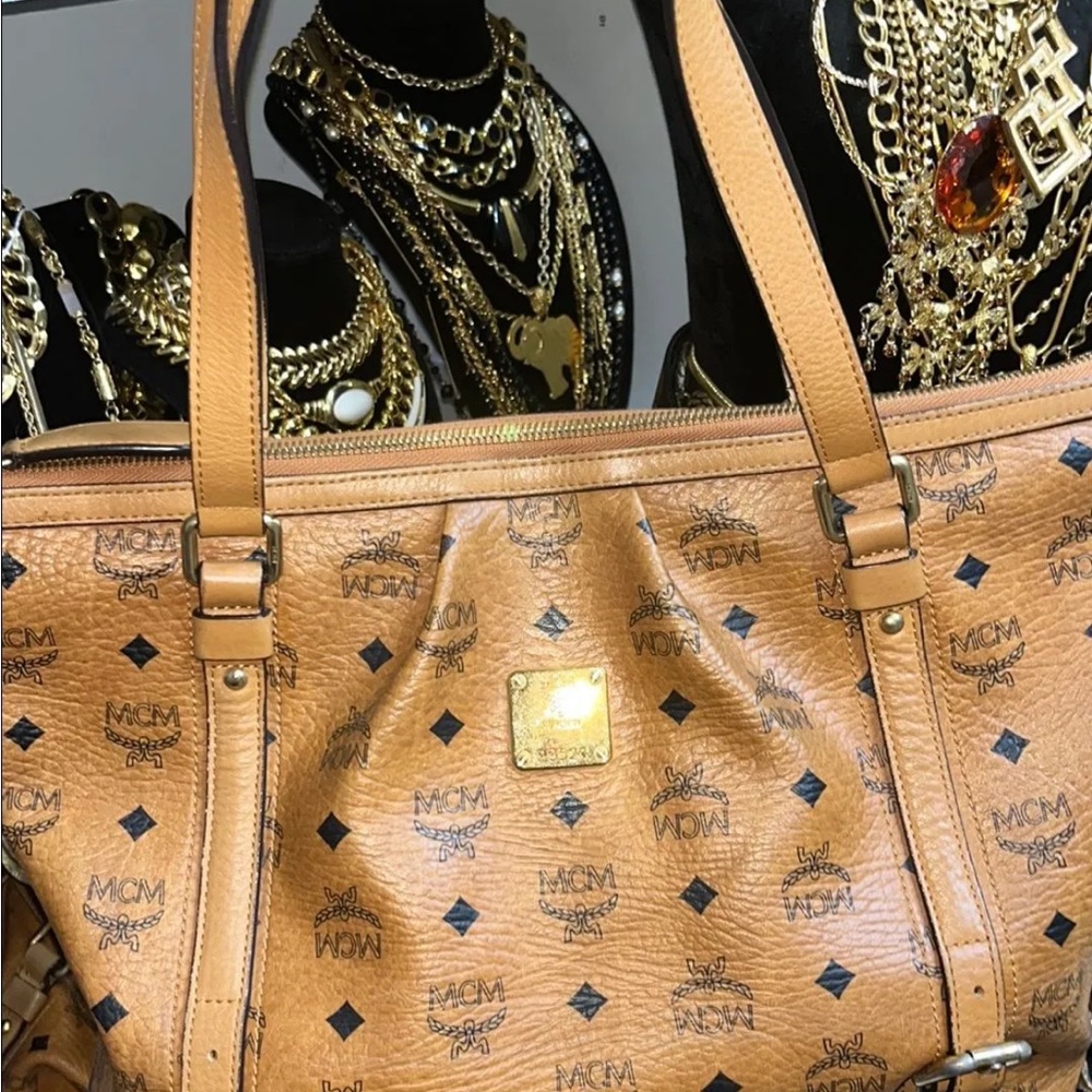 MCM Tan Leather Tote Bag no strap